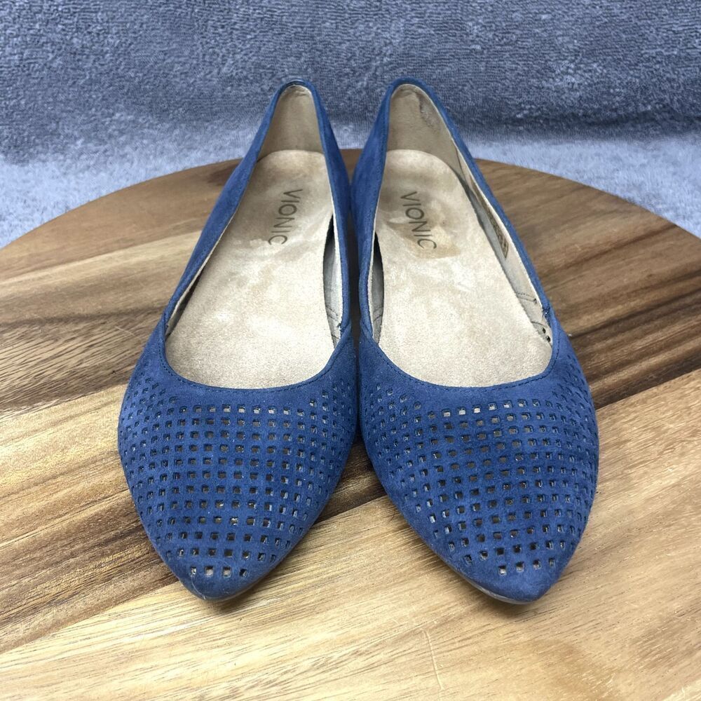 Vionic Posey Perforated Suede Pointed Toe Flat Bl… - image 2